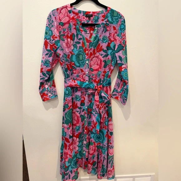 Talbots Belted Shirtdress - Sketched Blooms Women’s Size 6 - Picture 2 of 4